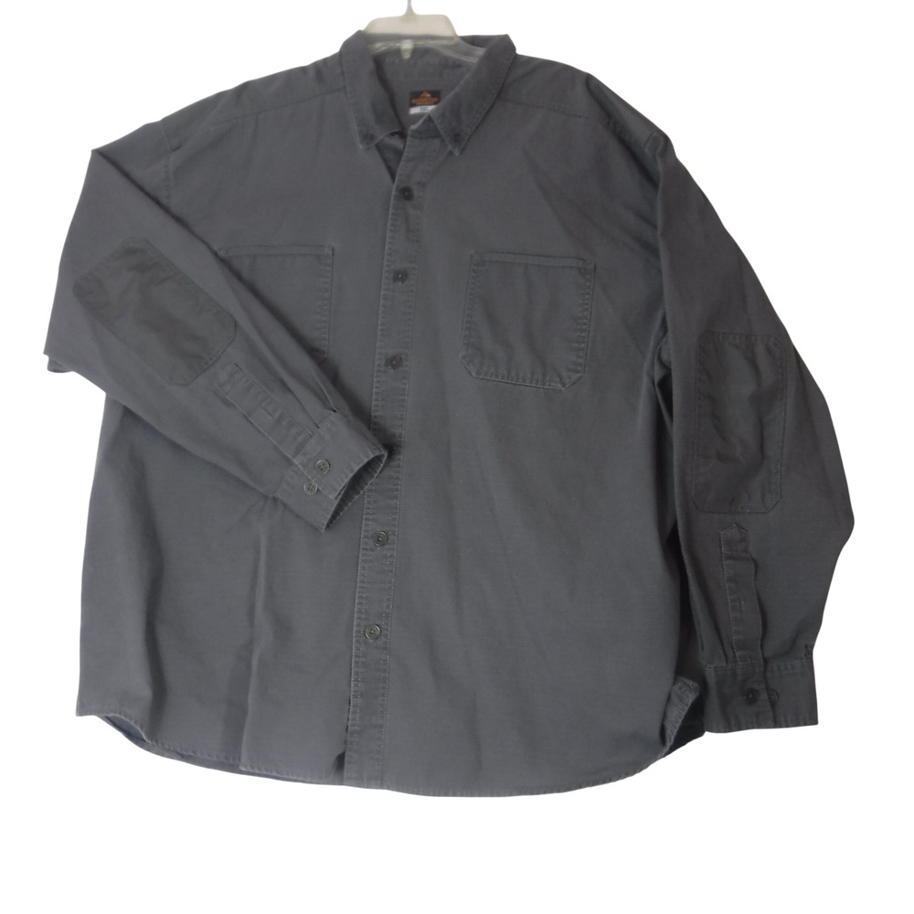 Ridgecut Toughwear Shirt Men's 3XL RipStop Elbow Patch Button Down Gray Workwear